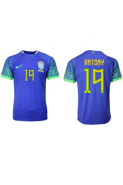 Brasilia Antony #19 Jalkapallovaatteet Vieraspaita MM-kisat 2022 Lyhythihainen